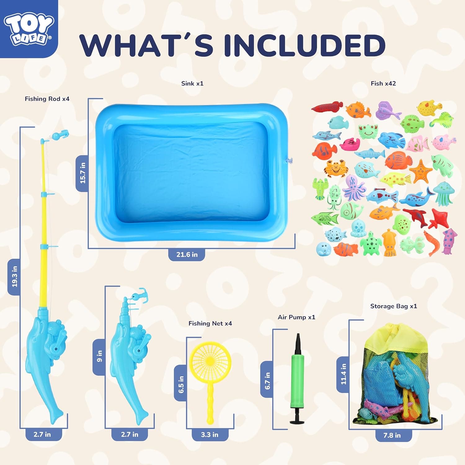 TOY Life 4-Player Magnetic Fishing Game for Kids 3-5 - Toddler Fishing Pole Set with Fish Toys - Bath & Pool Toys