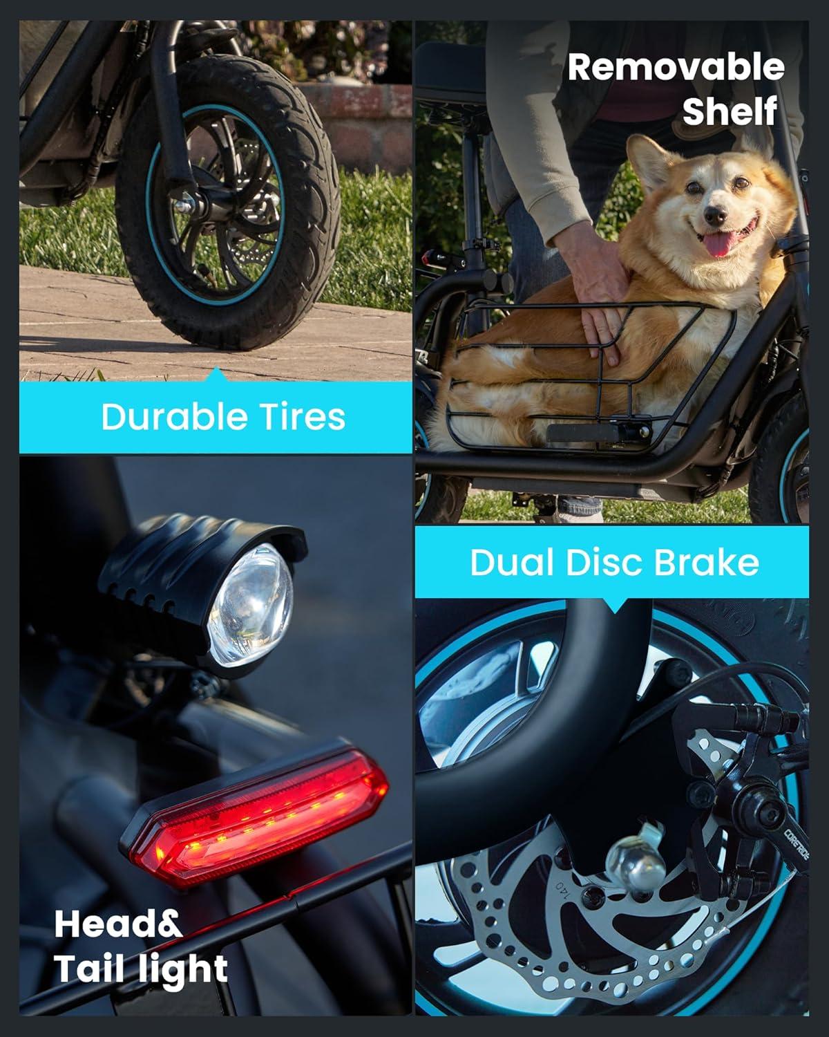 Gyroor Adults Electric Scooter with Large Middle Basket, 550W Motor 18.6 MPH 20 Mile Distance, Foldable E-Scooter with seat