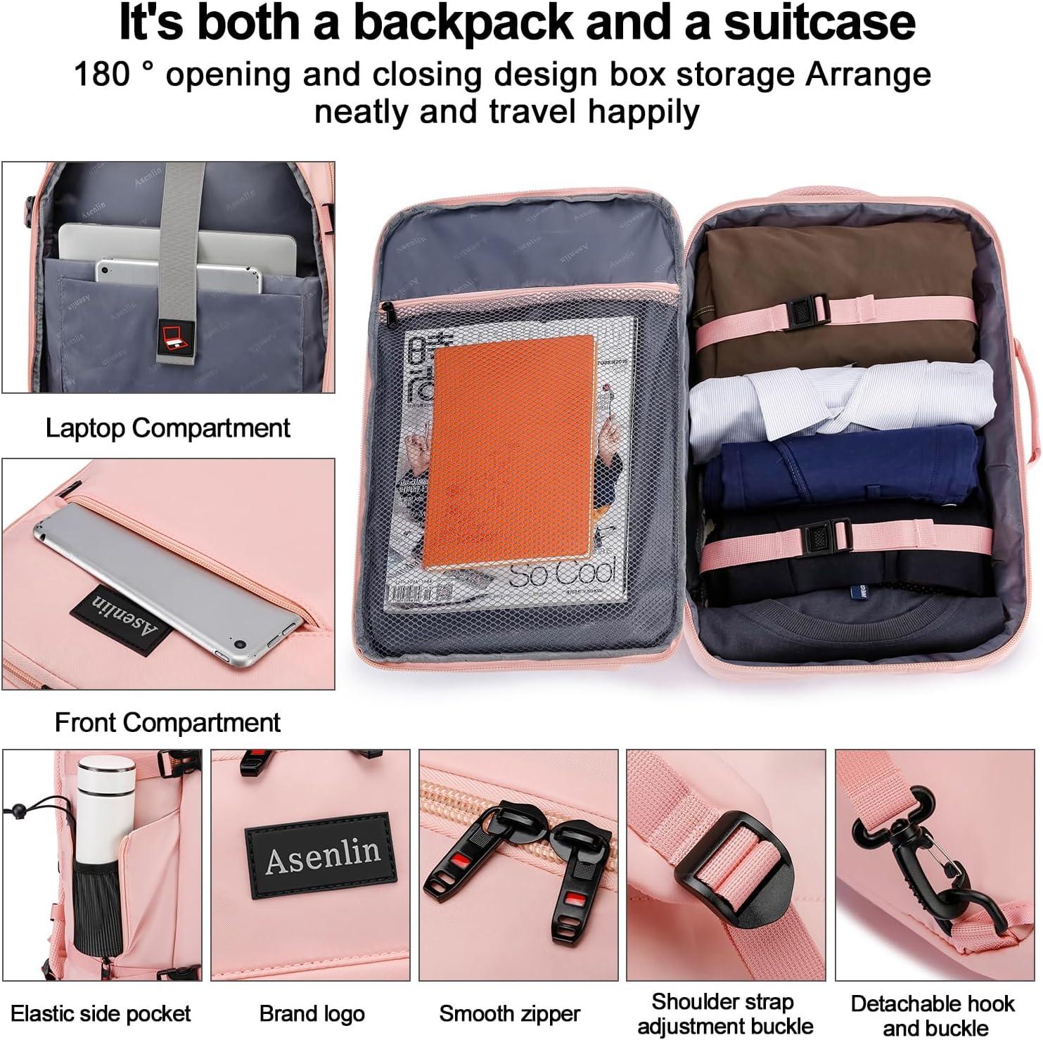 Asenlin 40L Travel Backpack for Women Men,Fit 17.3 Inch Laptop Backpack Flight Approved Luggage Carry