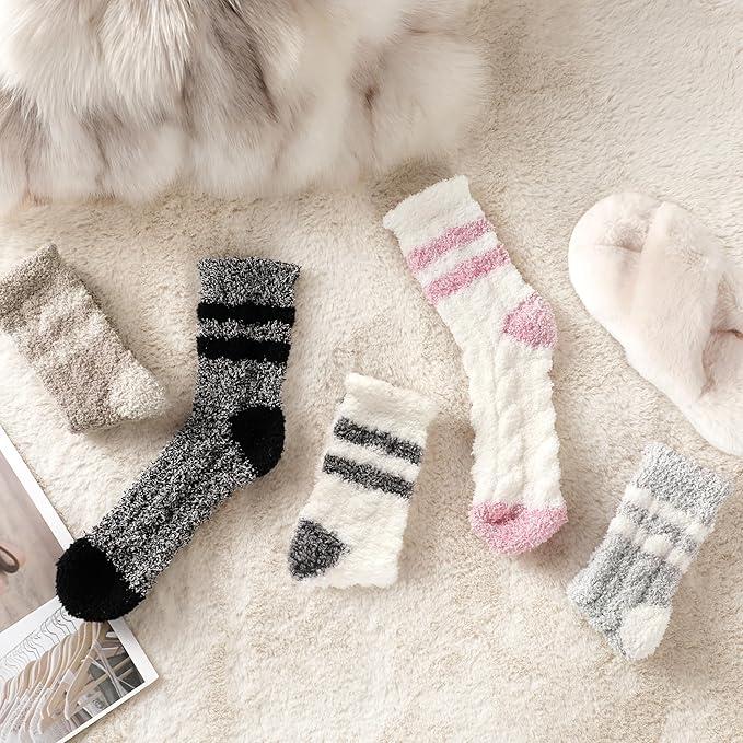 Trifabricy Fuzzy Socks for Women, Fuzzy Socks Cozy Slipper Sock for Women, Women's Winter Ultra Soft Warm Sleeping Sock