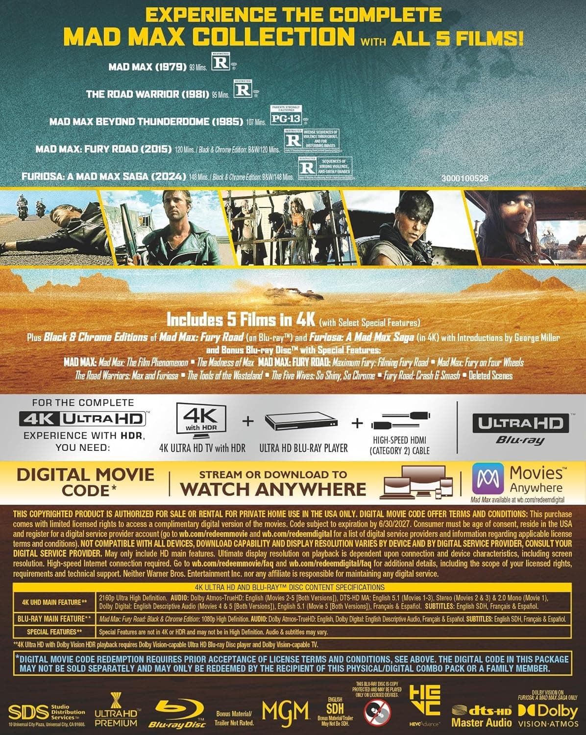 Mad Max 5-Film Collection (4K Ultra HD + Digital)