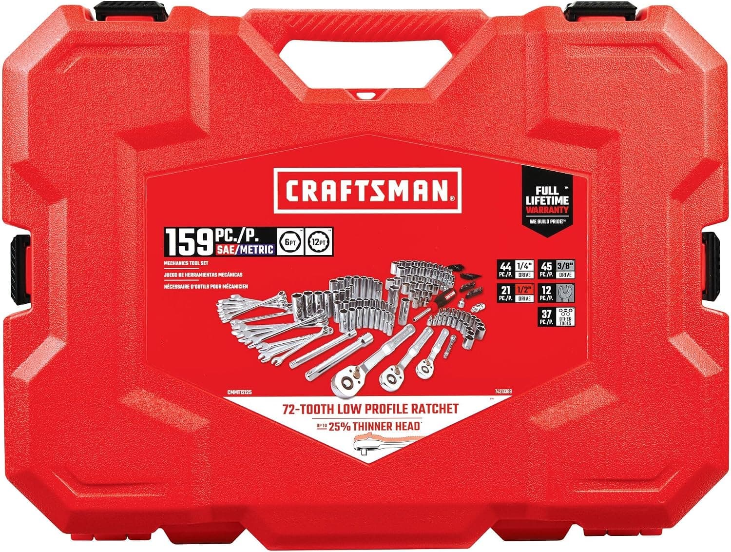 Miniatura de CRAFTSMAN Socket Set, 159 Piece Socket Wrench Set Mechanics Tools 1/4-in., 3/8-in., and 1/2-in(, 6 Point and 12 Point (CMMT12125) 4