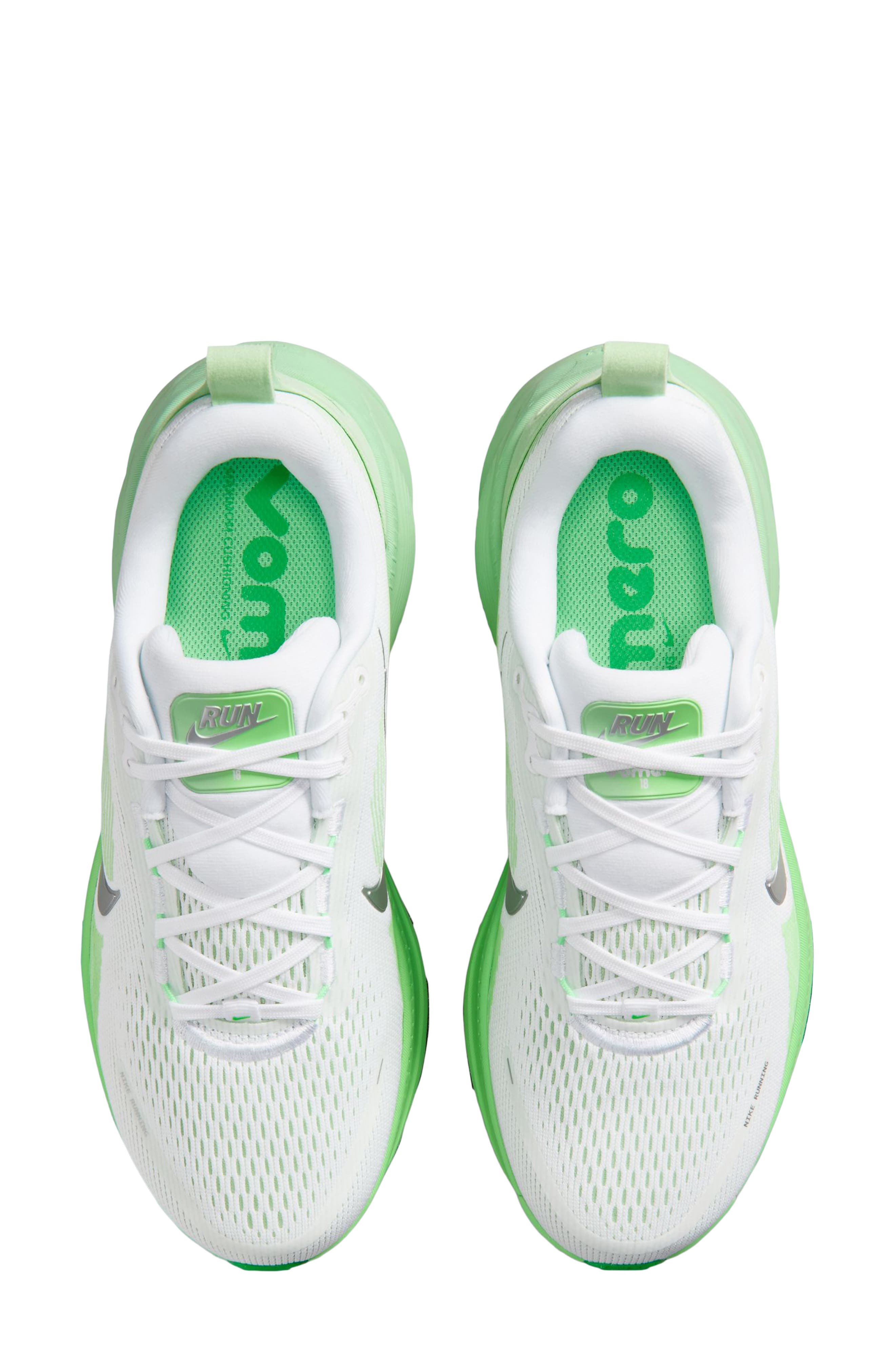 Nike Women's Vomero 18 Running Shoe (White/Green/Silver) thumbnail 2