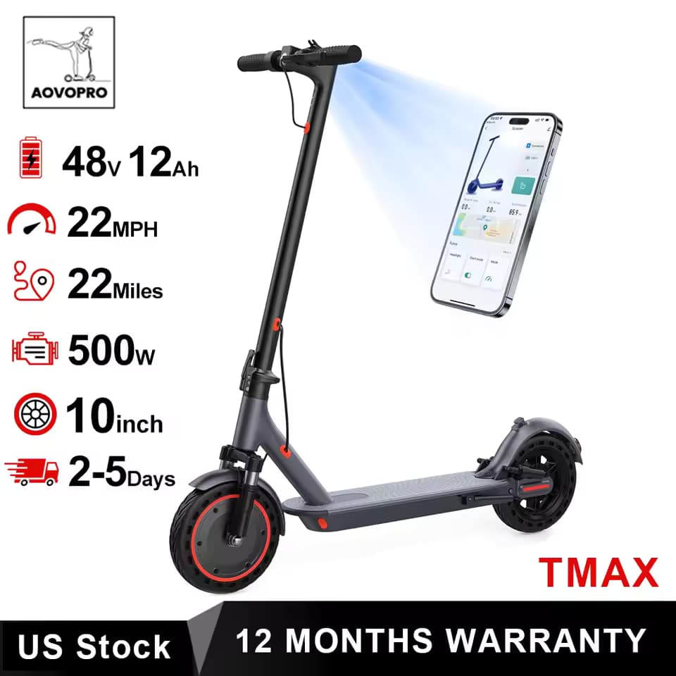Scooter Eléctrico AOVOPRO TMAX 10" 500W (25 km/h, 34 km de Autonomía)