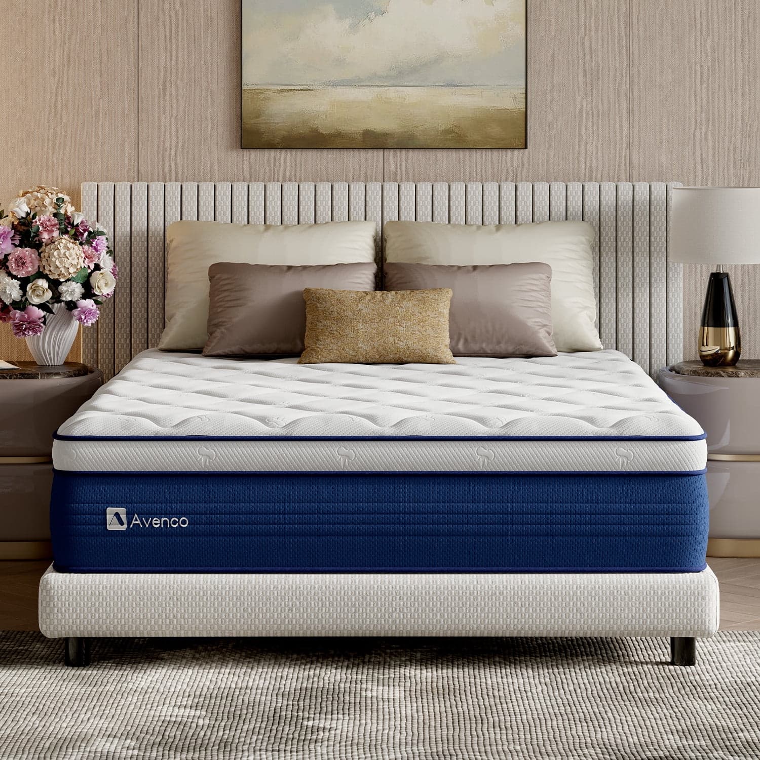 Colchón Híbrido Avenco Airsea Queen de 12" (Firmeza Media, Resortes Embolsados + Memory Foam)
