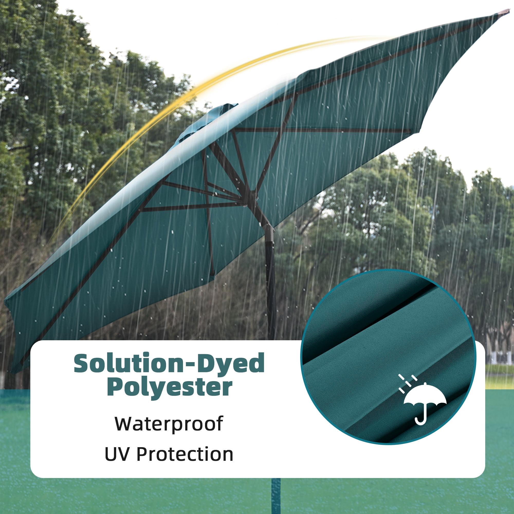 Sombrilla FlexWave de 9 Pies para Exterior con Manivela e Inclinación