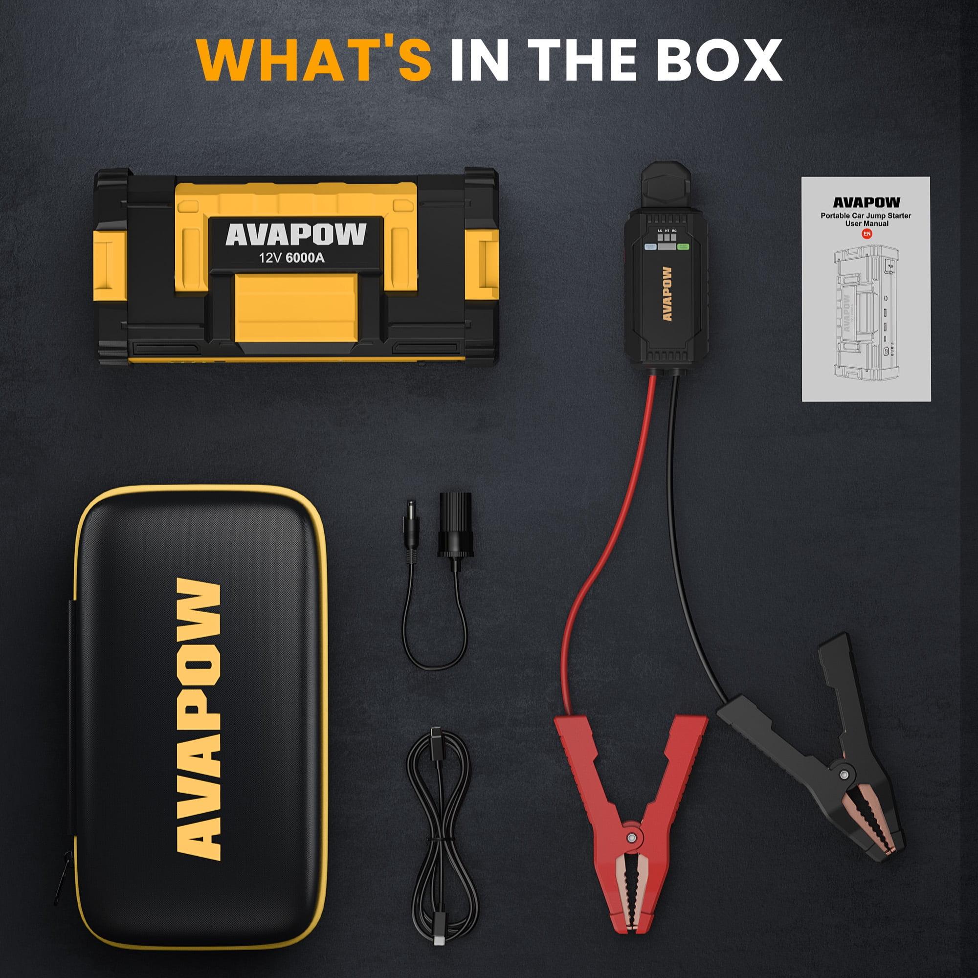 AVAPOW 6000A Peak 32000mAh Car Battery Jump Starter for All Gas and 12L Diesel
