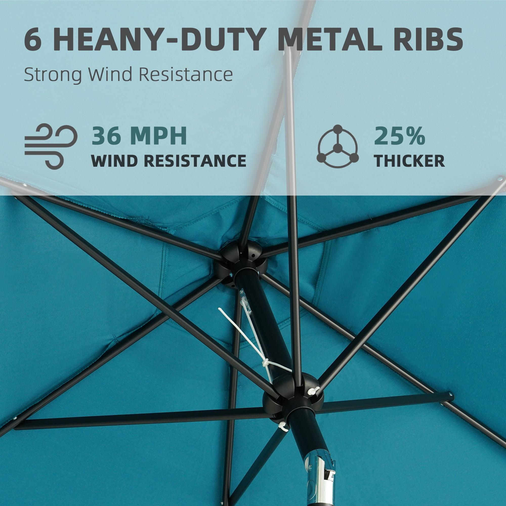 Sombrilla FlexWave de 9 Pies para Exterior con Manivela e Inclinación