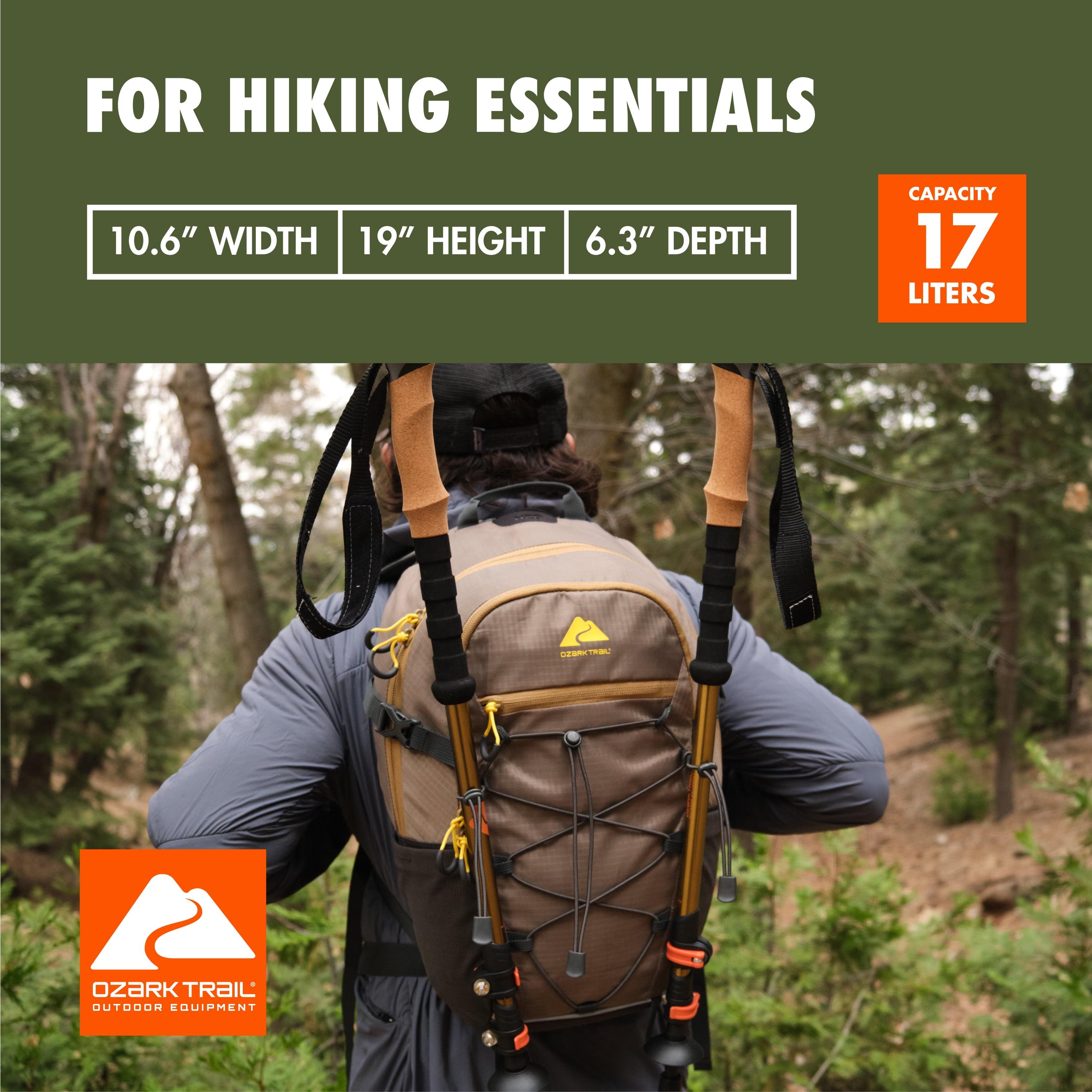 Mochila Técnica Ozark Trail 17L para Senderismo y Camping (Gris)