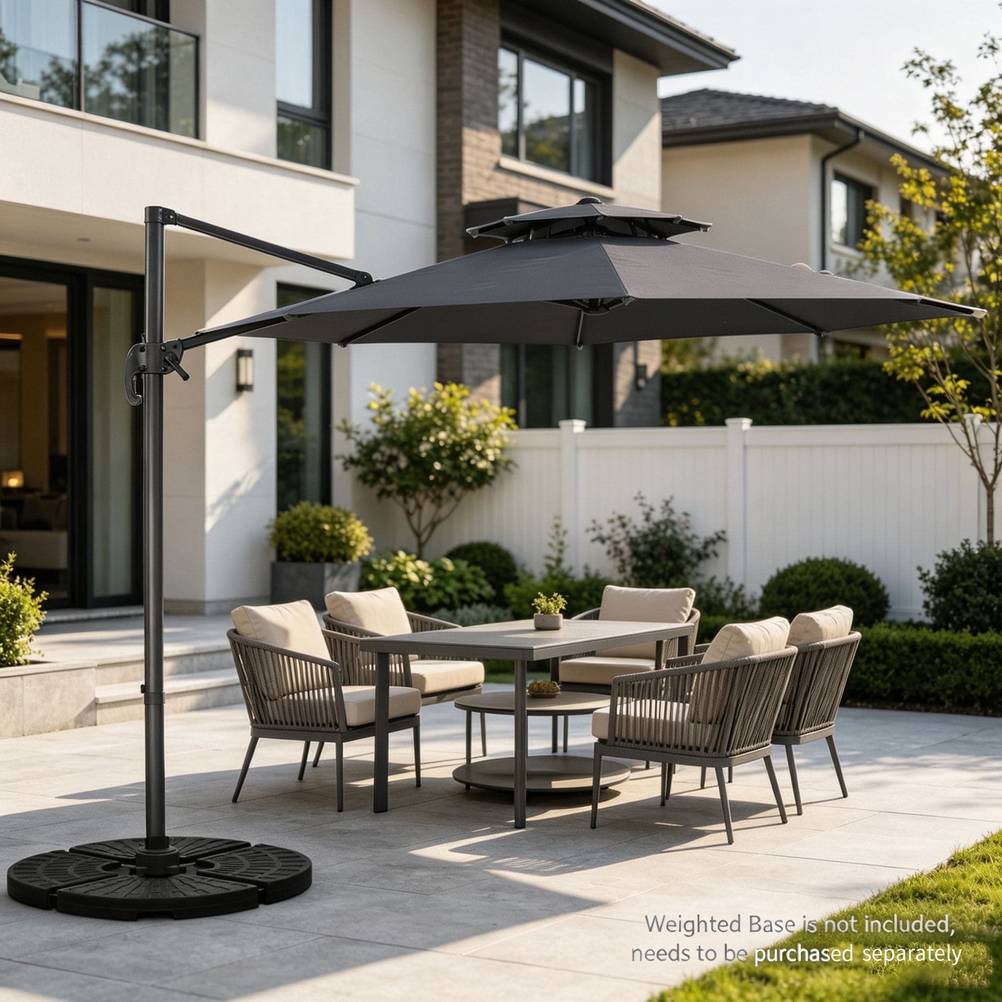 10' Ainfox Offset Cantilever Patio Umbrella w/ Cross Base & 360° Rotation & Tilt