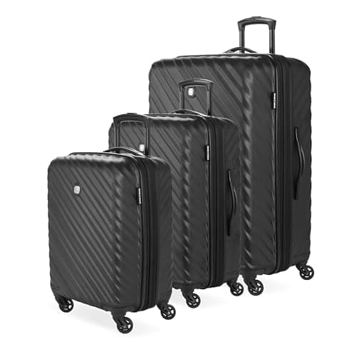 Swissgear Edge 3-Piece Hardside Expandable Spinner Luggage Set (Black)