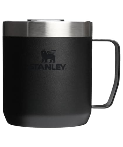 STANLEY Everyday Camp Mug 12oz | Drink Through Lid | Cup for Coffee, Tea and Drinks | Insulated Stainless Steel Coffee Mug | BPA-Free | Black 2.0