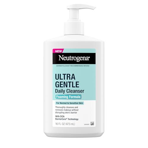 Neutrogena Ultra Gentle Foaming Facial Cleanser, Fragrance Free Hydrating Face Wash for Sensitive Skin, Daily Non Over Drying Makeup Remover, Hypoallergenic, Soap & Dye Free, Non-C