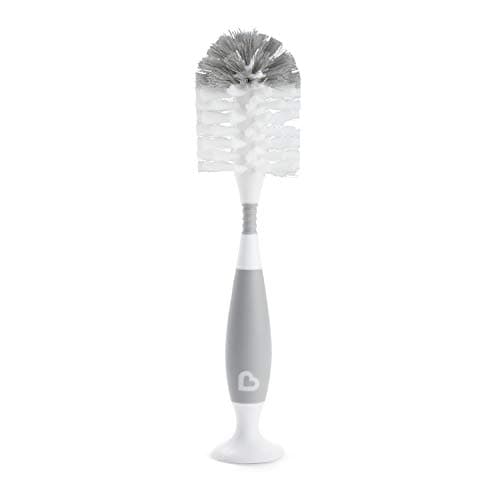 Set Esencial Munchkin para Biberones: Escurridor Plegable y Cepillo Limpiador (Blanco/Gris)