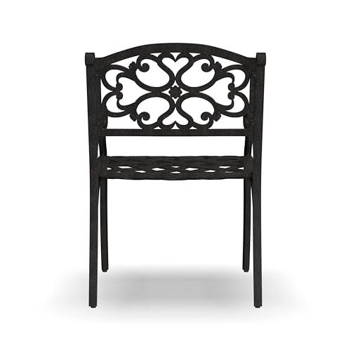 Set de 2 Sillas Homestyles de Aluminio Fundido para Exterior con Descansabrazos, Bronce