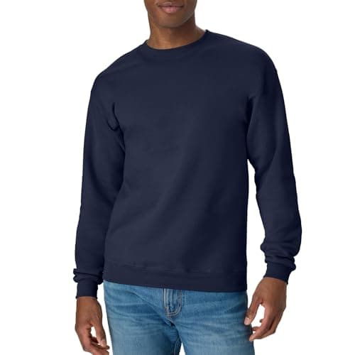 Hanes Mens Ecosmart Fleece Sweatshirt, Cotton-blend Pullover, Crewneck For Men, 1 Or 2 Pack, Navy - 1 Pack, 5X-Large US