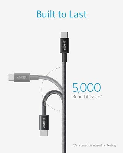 Cables Anker USB-C a USB-C de Carga Rápida 100W (2 pzas, 1.8 m, Negros)