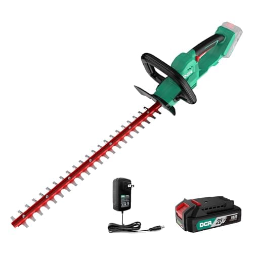 DCA 22 inch Hedge Trimmer Cordless 20V, 2800RPM Electric Bush Trimmer with Dual-Action Blade, 3/4" Cutting Capacity, 5.2 LBS Lightweight Bush Clipper, 180° Rotatable, 2.0Ah Battery & Charger Included