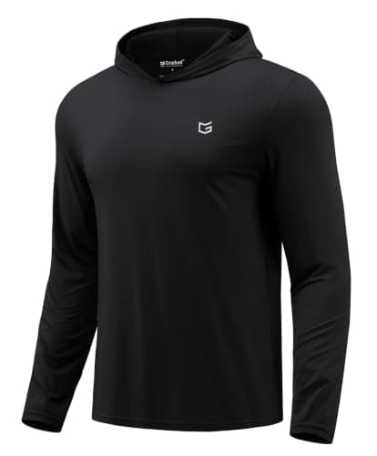 Men's Lightweight Athletic Hoodies Pullover Long Sleeve Shirts( Black,L)