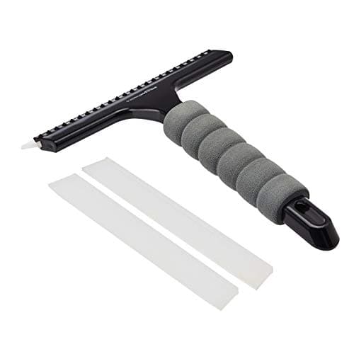 Amazon Basics All-Purpose Window Squeegee with Handle for Car Windshield, Shower, Glass, Mirror Cleaning, Silicone Rubber Blade, Streak-Free Results, Lightweight, Black, 8-inch