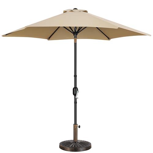 Yaheetech 9FT Patio Umbrella Outdoor with Heavy Duty Base Included,Table Umbrella with Push Button Tilt and Crank, UV Protection Waterproof for Yard/Outdoor/Wedding Parties and Eve