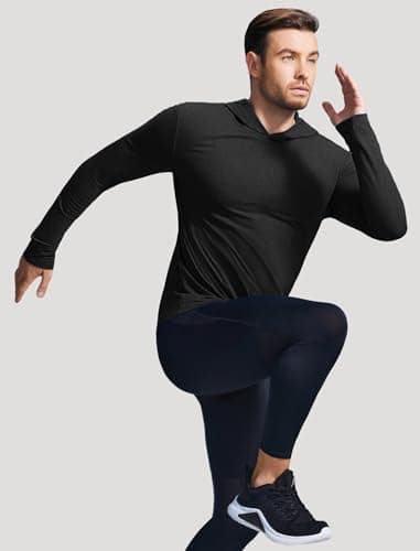 PINSPARK Men's Lightweight Pullover Hoodie Long Sleeve Sweatshirt Black
