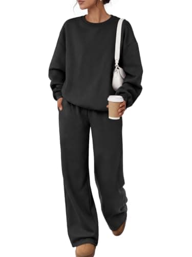 Trendy Queen Womens 2 Piece Sweatsuit Fall Sweat Outfits Black