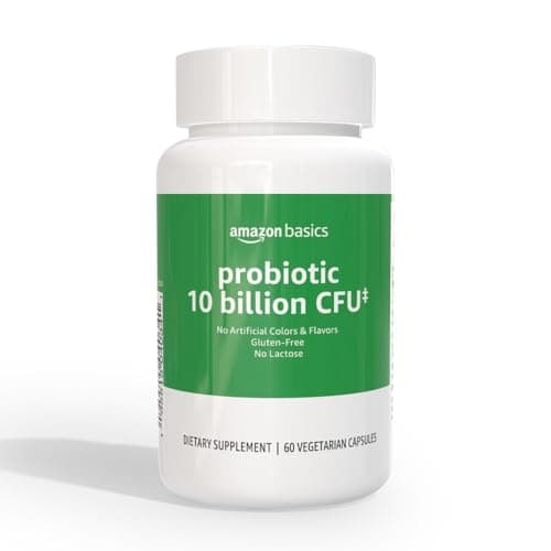 Amazon Basics Daily Probiotic, 10 Billion Active Cultures, Supporting Digestive and Intestinal Health, Capsule, 60 Count, Two Month Supply
