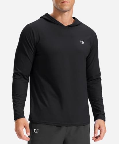 Men's Lightweight Athletic Hoodies Pullover Long Sleeve Shirts( Black,L)