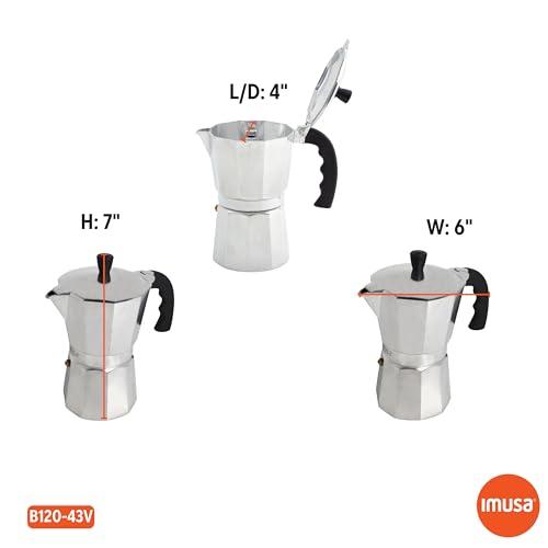 Cafetera de Espresso Imusa de Aluminio para Estufa, 6 Tazas, Plateada