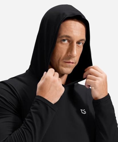 Men's Lightweight Athletic Hoodies Pullover Long Sleeve Shirts( Black,L)