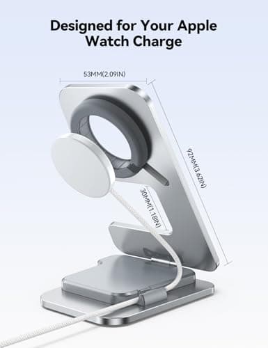 JOYROOM Watch Stand for Apple Watch Magnetic Fast Charging- Desk Charger Stand Holder Dock for Apple iWatch Ultra3/2/1, Series 11/10/9/8/7/6/5/4/3/2/1, SE3/2/1 (49/46/45/44/42/41/40/38mm)(Silver)