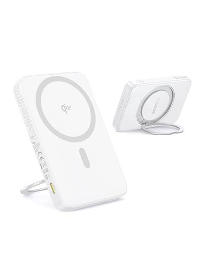 Baseus PicoGo Magnetic Power Bank, Qi2 Certified 15W Ultra-Fast Wireless Portable Charger with Stand, Ultra-Slim 5000mAh Battery Pack for iPhone 17 Pro Max 16/15/14/13/12