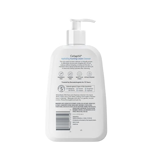 Cetaphil Cream to Foam Face Wash Hydrating Cleanser, 8oz