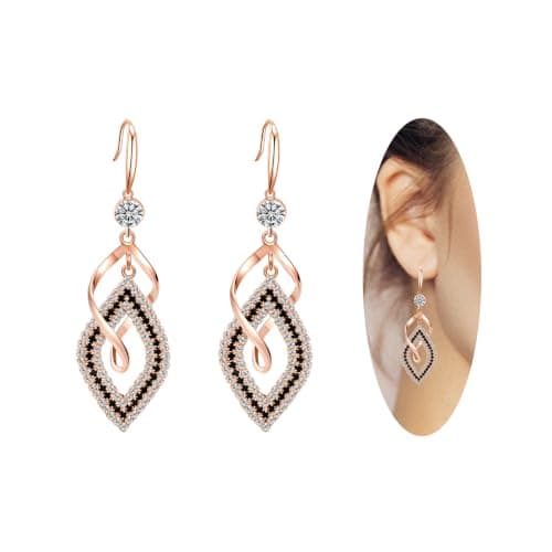 Bohemian Long Drop Dangle Earrings for Women, Chic Boho CZ Wedding Jewelry | Hypoallergenic 14K Gold 925 Sterling Silver Handmade Linear SwirlWire Diamond Earrings,Christmas&Mother's Day,Gifts for Wom