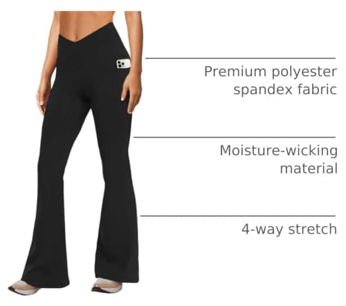 DLOODA Pantalones de Yoga Cruzados Acampanados para Mujer con Bolsillos