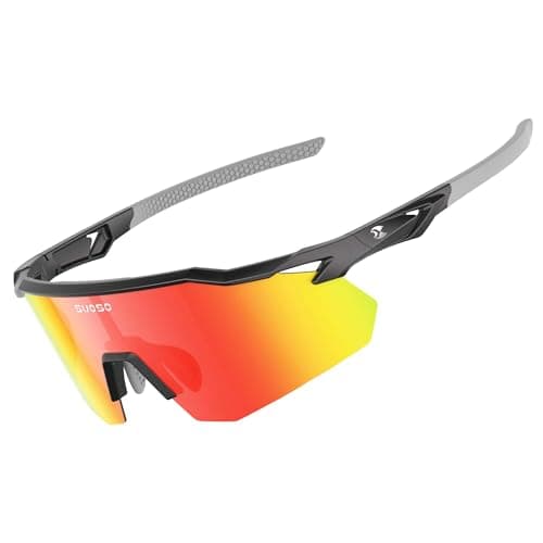 suoso Sports Cycling Sunglasses for Men: Lightweight UV Protection Polarized Sun Glasses for Youth Baseball Softball Running