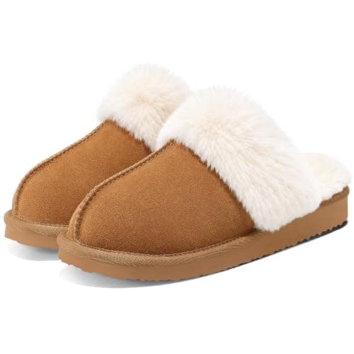 Litfun Fuzzy Slippers for Women Memory Foam Indoor House Shoes | Warm Fluffy Lining, Faux Suede Upper, Cushioned Comfort, Non-Slip Sole, Machine Washable, Indoor and Outdoor, Gifts for Women