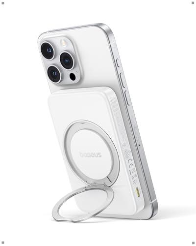 Baseus PicoGo Magnetic Power Bank, Qi2 Certified 15W Ultra-Fast Wireless Portable Charger with Stand, Ultra-Slim 5000mAh Battery Pack for iPhone 17 Pro Max 16/15/14/13/12
