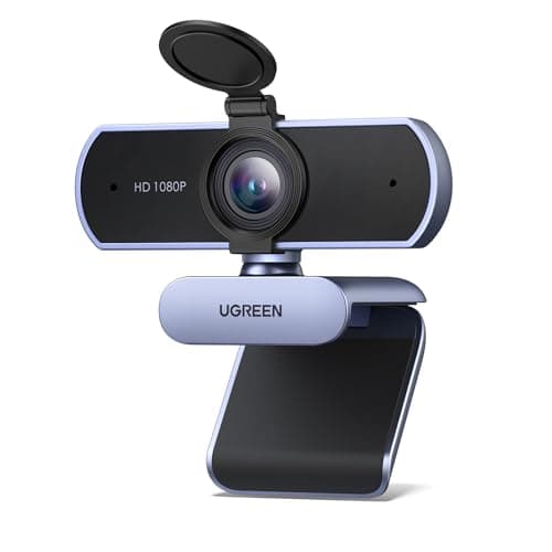 UGREEN Full HD 1080P Webcam with Microphone, 2 Noise-Canceling Mics, 85° Fov & Fixed Focus, Plug and Play, Auto Light Correction, Privacy Cover PC Camera for Zoom/Skype/Teams, Swit