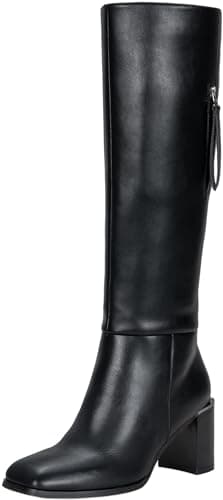 Vepose Women's Black Knee High Square Toe Heeled Boots, Size 7, 9572