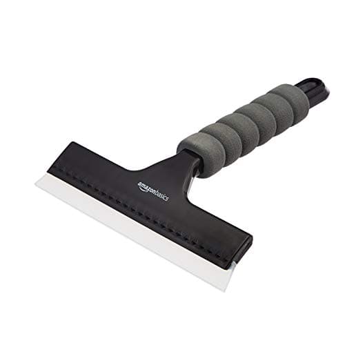 Amazon Basics All-Purpose Window Squeegee with Handle for Car Windshield, Shower, Glass, Mirror Cleaning, Silicone Rubber Blade, Streak-Free Results, Lightweight, Black, 8-inch