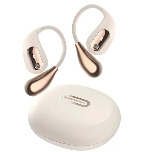 Audífonos Monster Open Ear AC210 Bluetooth 5.4, Sonido Estéreo, 30 Horas de Batería, Resistentes al Agua IPX5, Oro Rosa