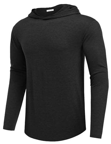 PINSPARK Men's Lightweight Pullover Hoodie Long Sleeve Sweatshirt Black