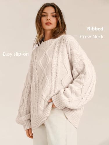 Suéter Tejido Oversize Trendy Queen para Mujer - Crema