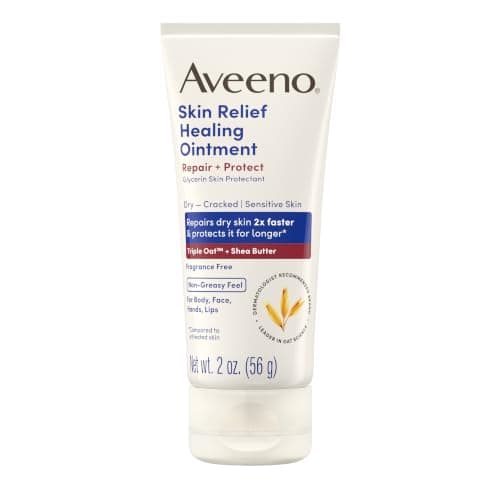 Pomada Reparadora Aveeno Skin Relief para Piel Extra Seca y Agrietada con Avena Triple y Karité, 2 oz