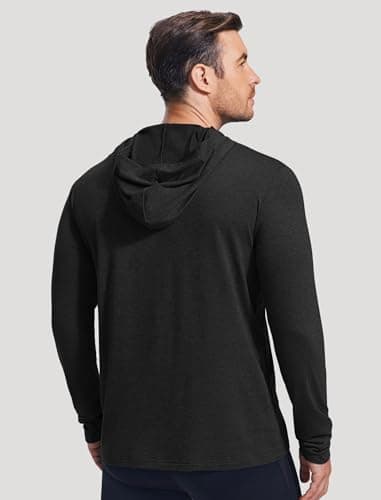 PINSPARK Men's Lightweight Pullover Hoodie Long Sleeve Sweatshirt Black