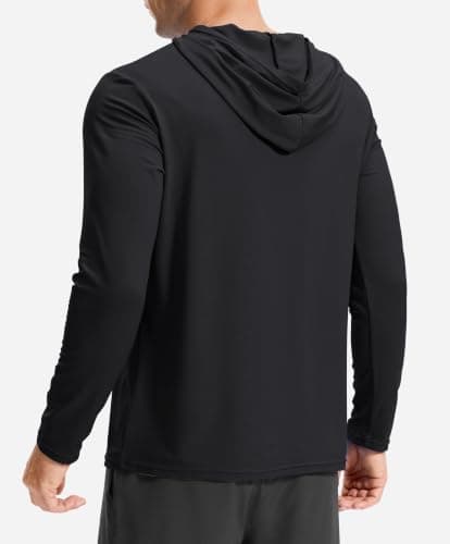 Men's Lightweight Athletic Hoodies Pullover Long Sleeve Shirts( Black,L)