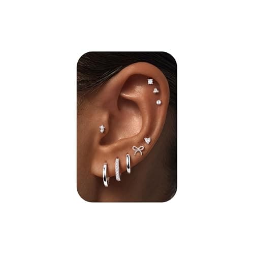 Set de Aretes con Poste Plano M MOOHAM para Mujer y Adolescentes