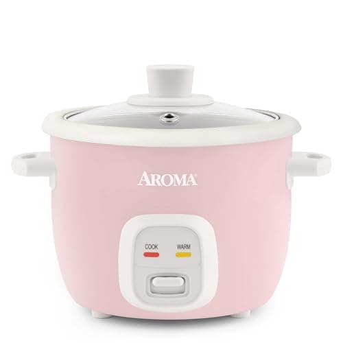 AROMA® Mini Rice Cooker, 2-Cup (Uncooked) / 4-Cup (Cooked), Grain Cooker, Soup Maker, Oatmeal Cooker, Auto Keep Warm, 1 Qt, Pink, ARC-302NGP